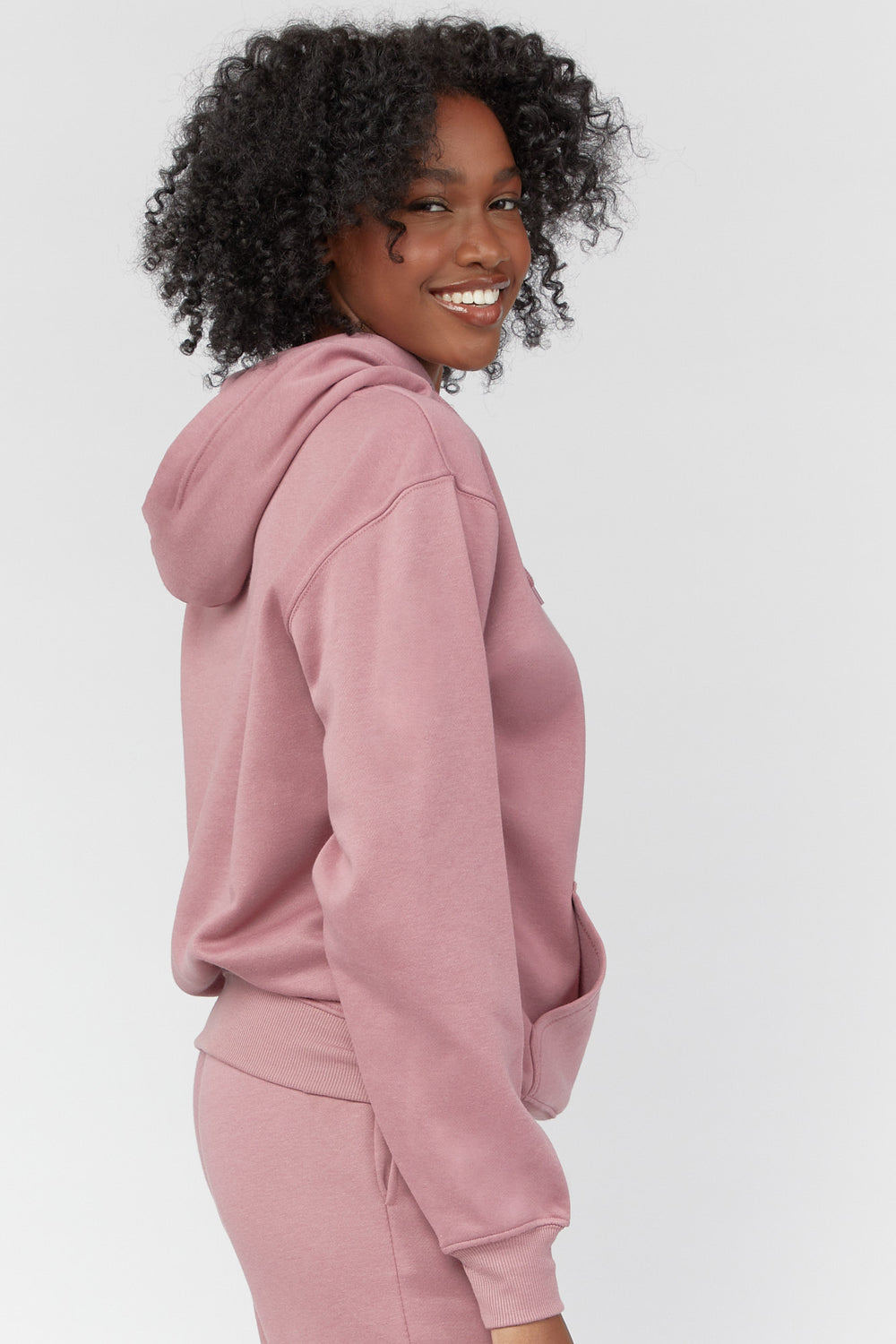 Basic Fleece Hoodie Dusty Rose