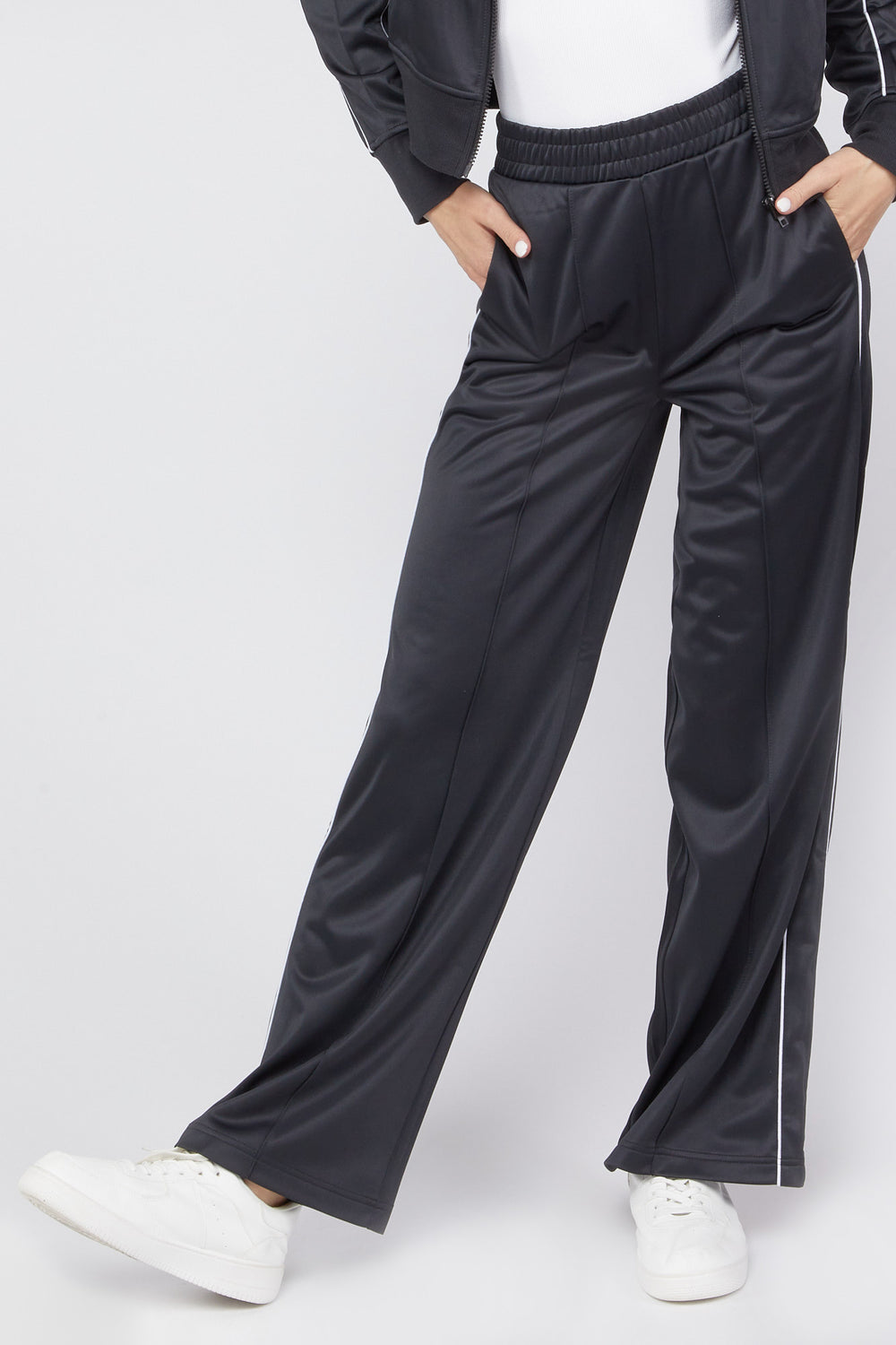 Active Wide-Leg Track Pants Black