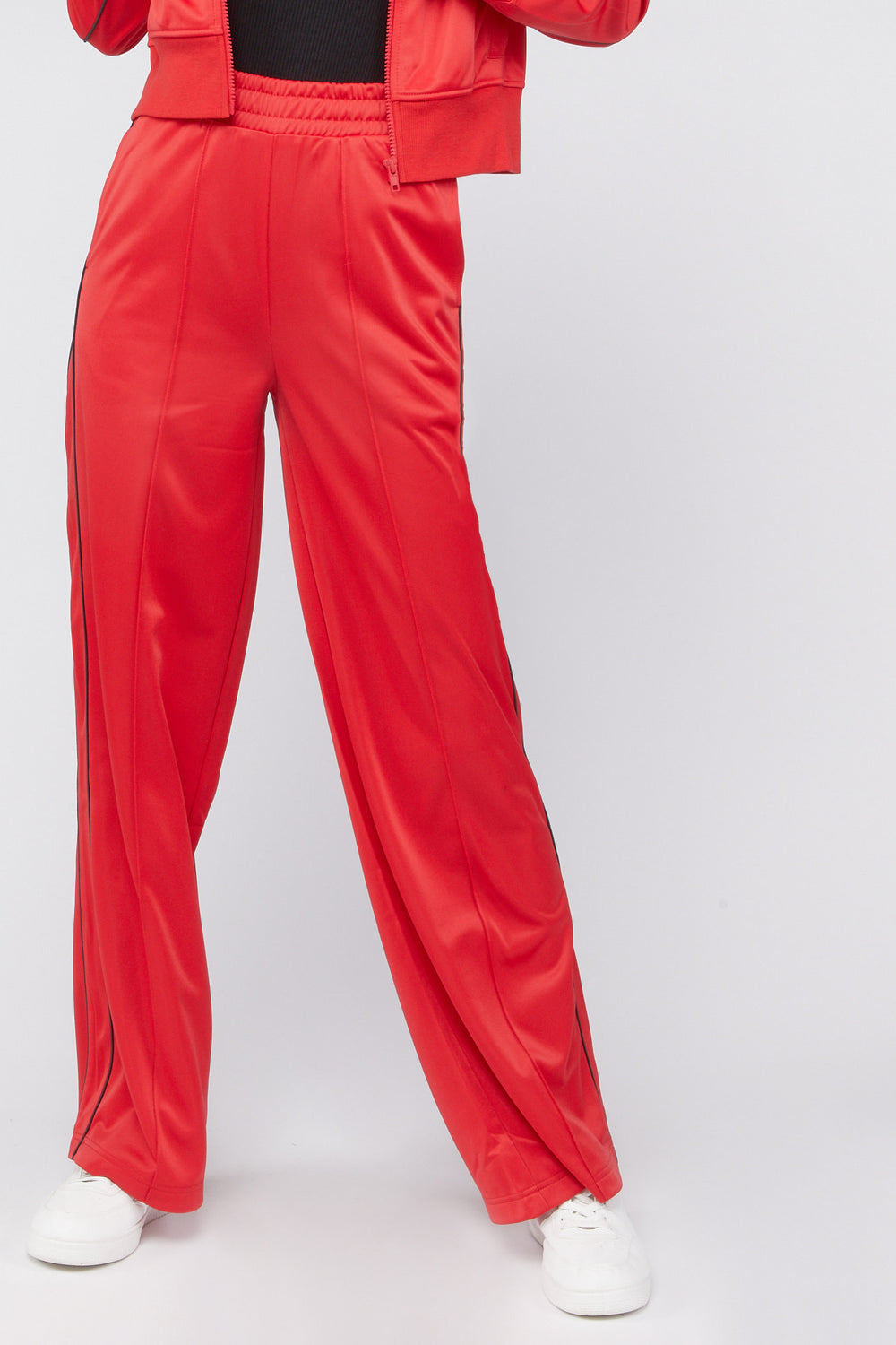 Active Wide-Leg Track Pants Red