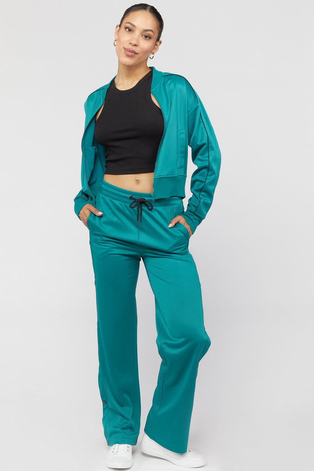 Active Side Snap Wide-Leg Pants Jade