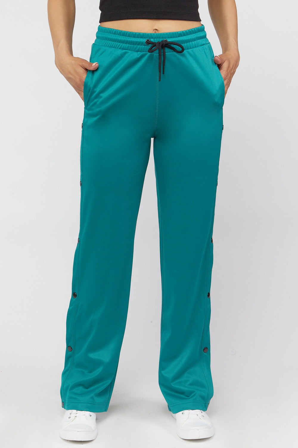 Active Side Snap Wide-Leg Pants Jade