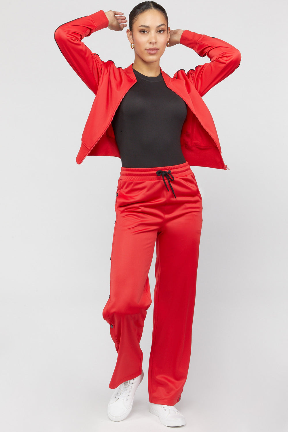 Active Side Snap Wide-Leg Pants Red