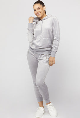 Link to Velvet Zip-Pocket Joggers Silver