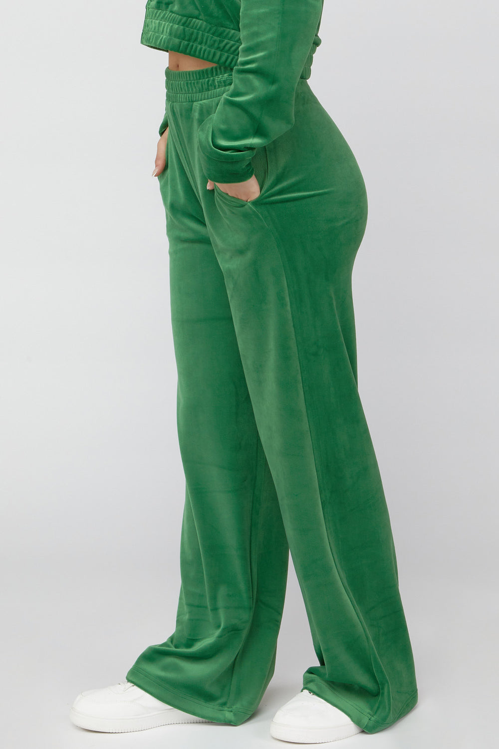 Velvet Wide-Leg Pants Green