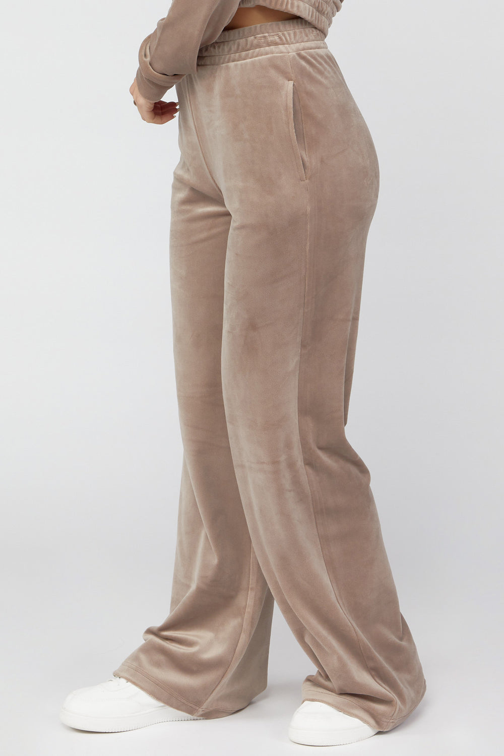 Velvet Wide-Leg Pants Taupe