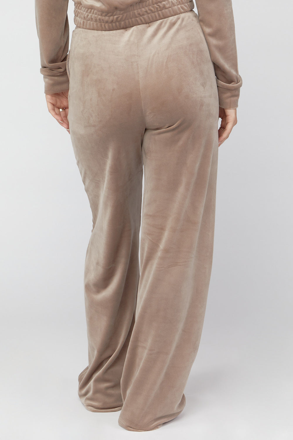 Velvet Wide-Leg Pants Taupe