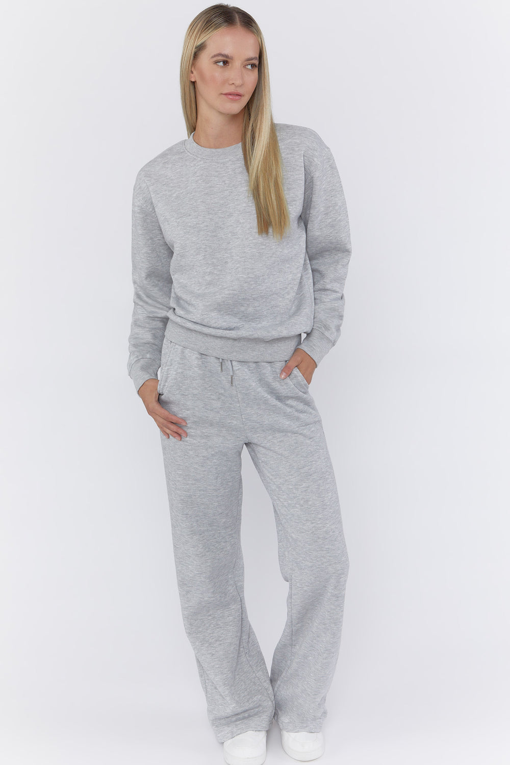 Fleece Wide-Leg Pants Heather Grey