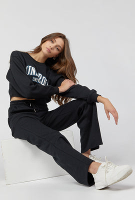 Link to Fleece Graphic Wide-Leg Joggers Black