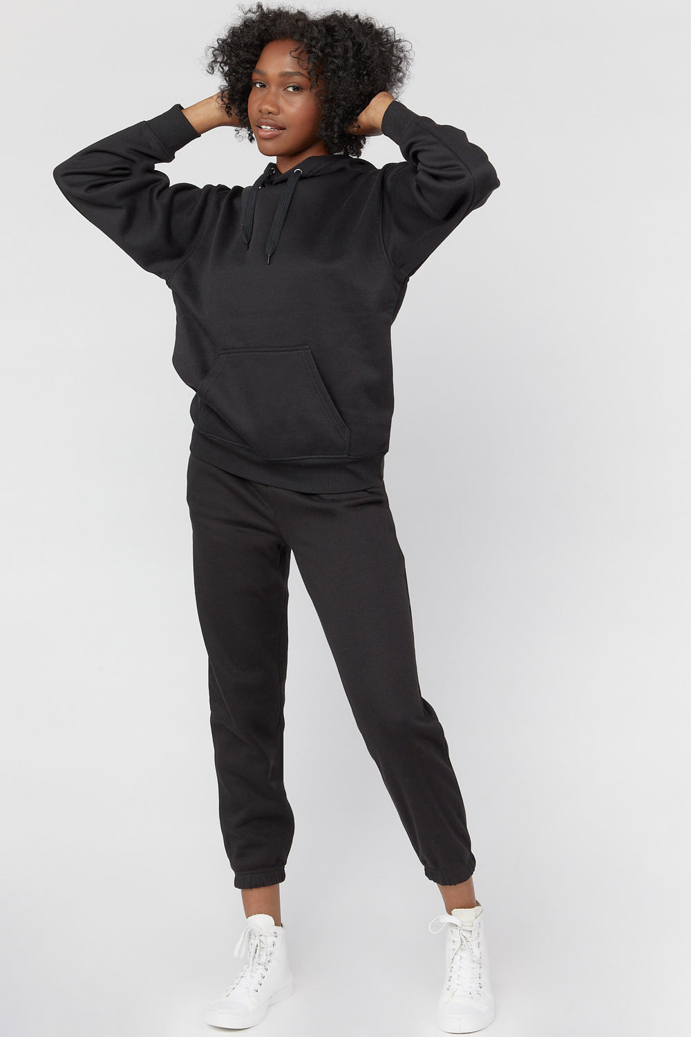 Basic Fleece Drawstring Joggers Black