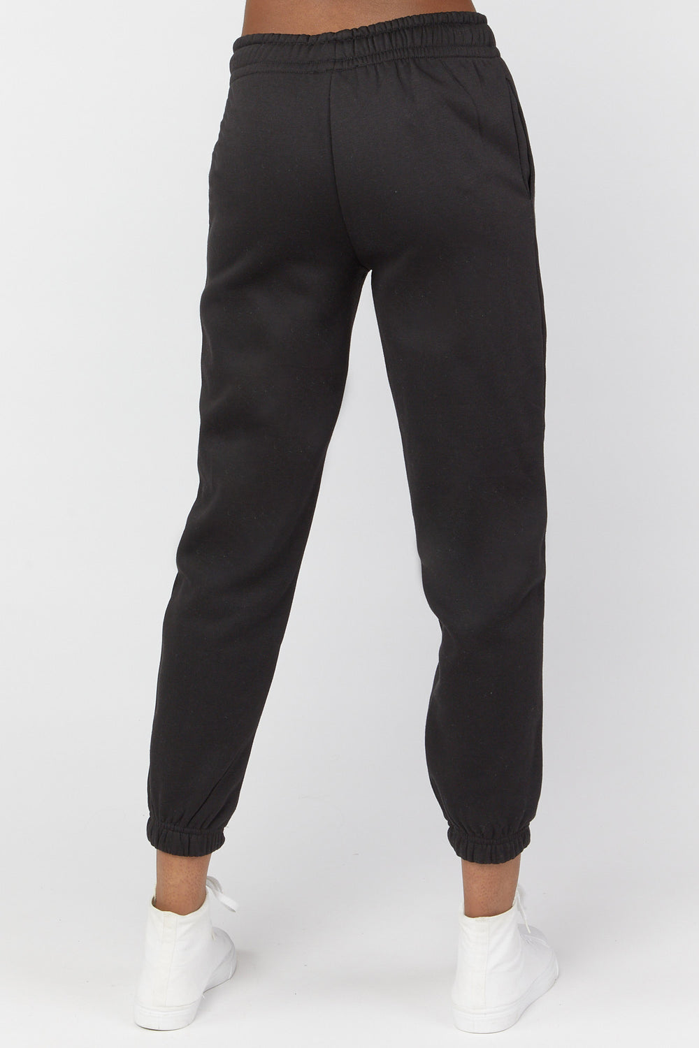 Basic Fleece Drawstring Joggers Black