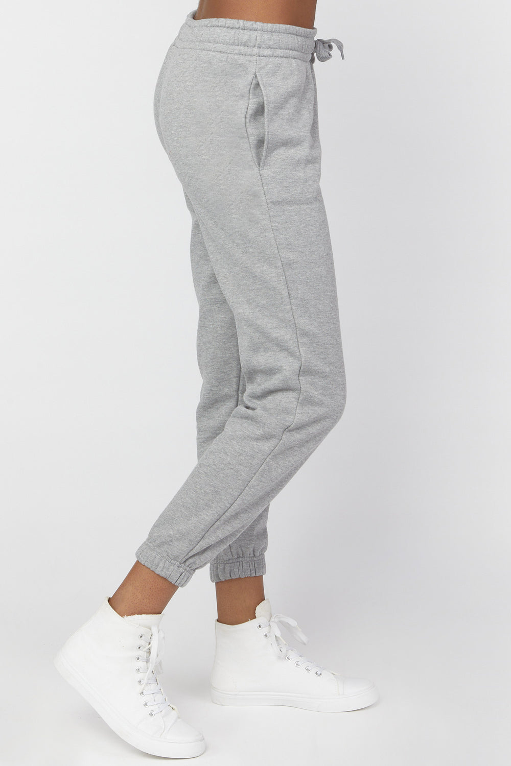 Basic Fleece Drawstring Joggers Heather Grey