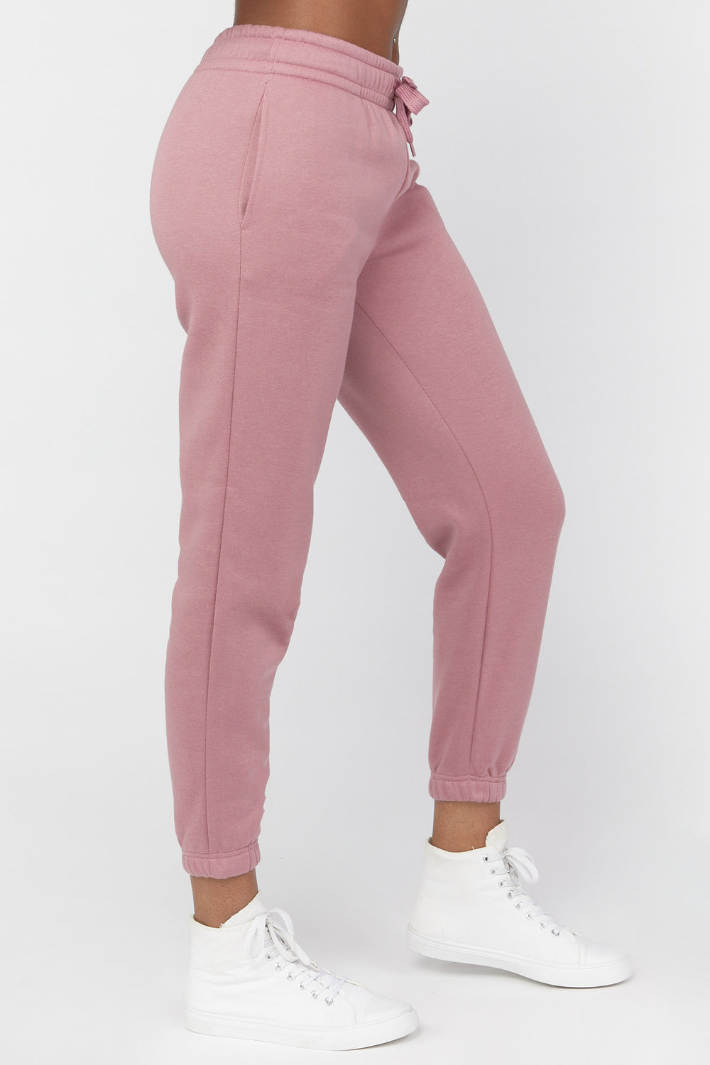 Basic Fleece Drawstring Joggers Dusty Rose