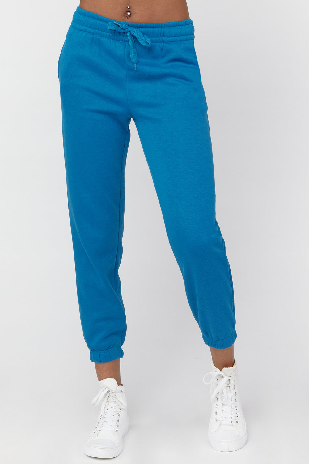 Basic Fleece Drawstring Joggers Teal