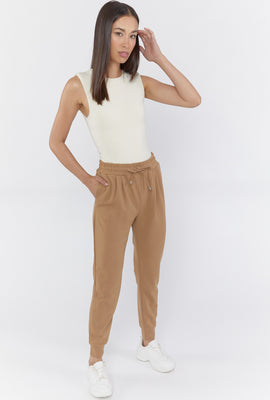 Link to Crepe Knit Drawstring Joggers Taupe