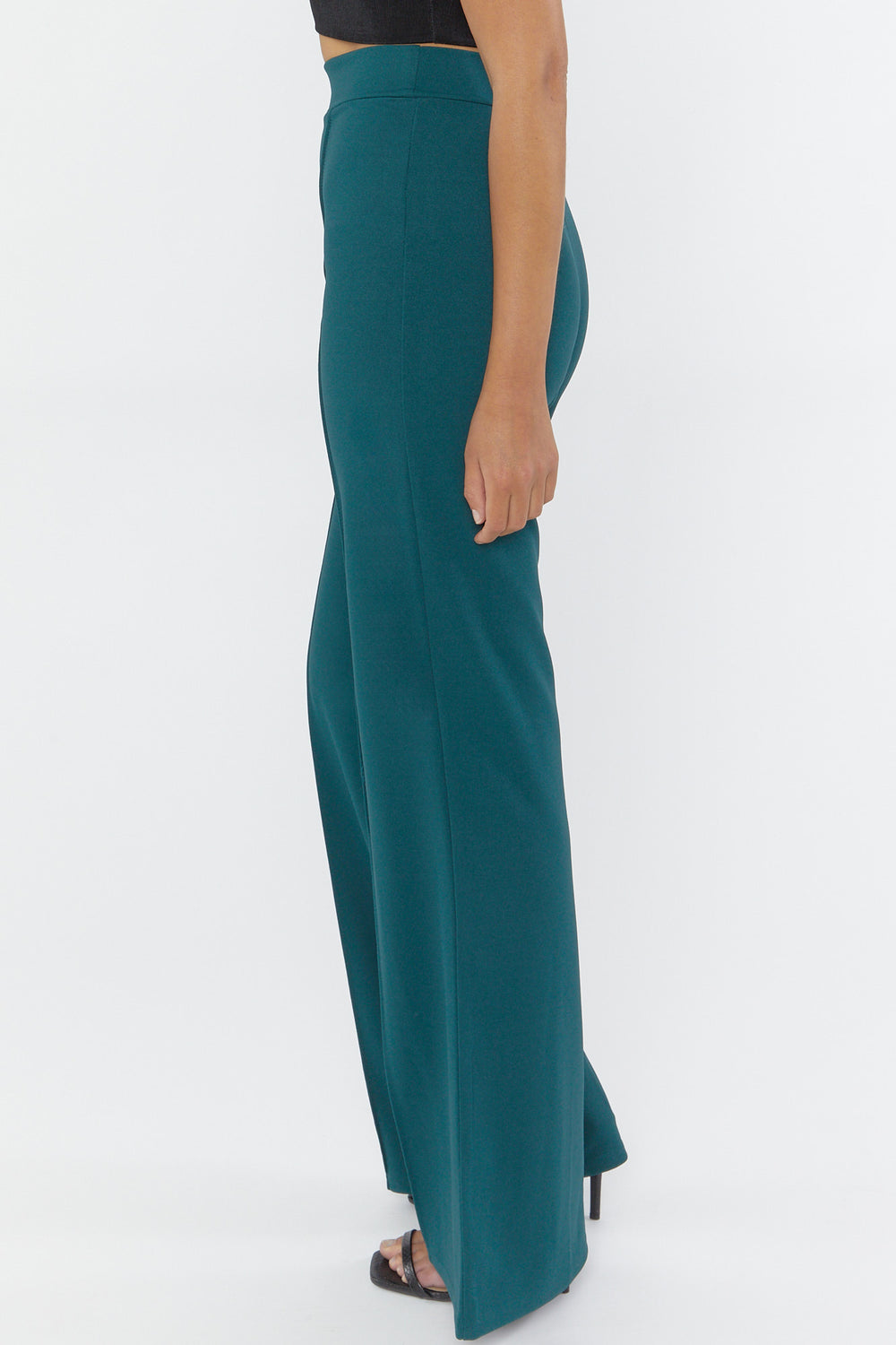 Crepe Knit Wide-Leg Pants Hunter Green