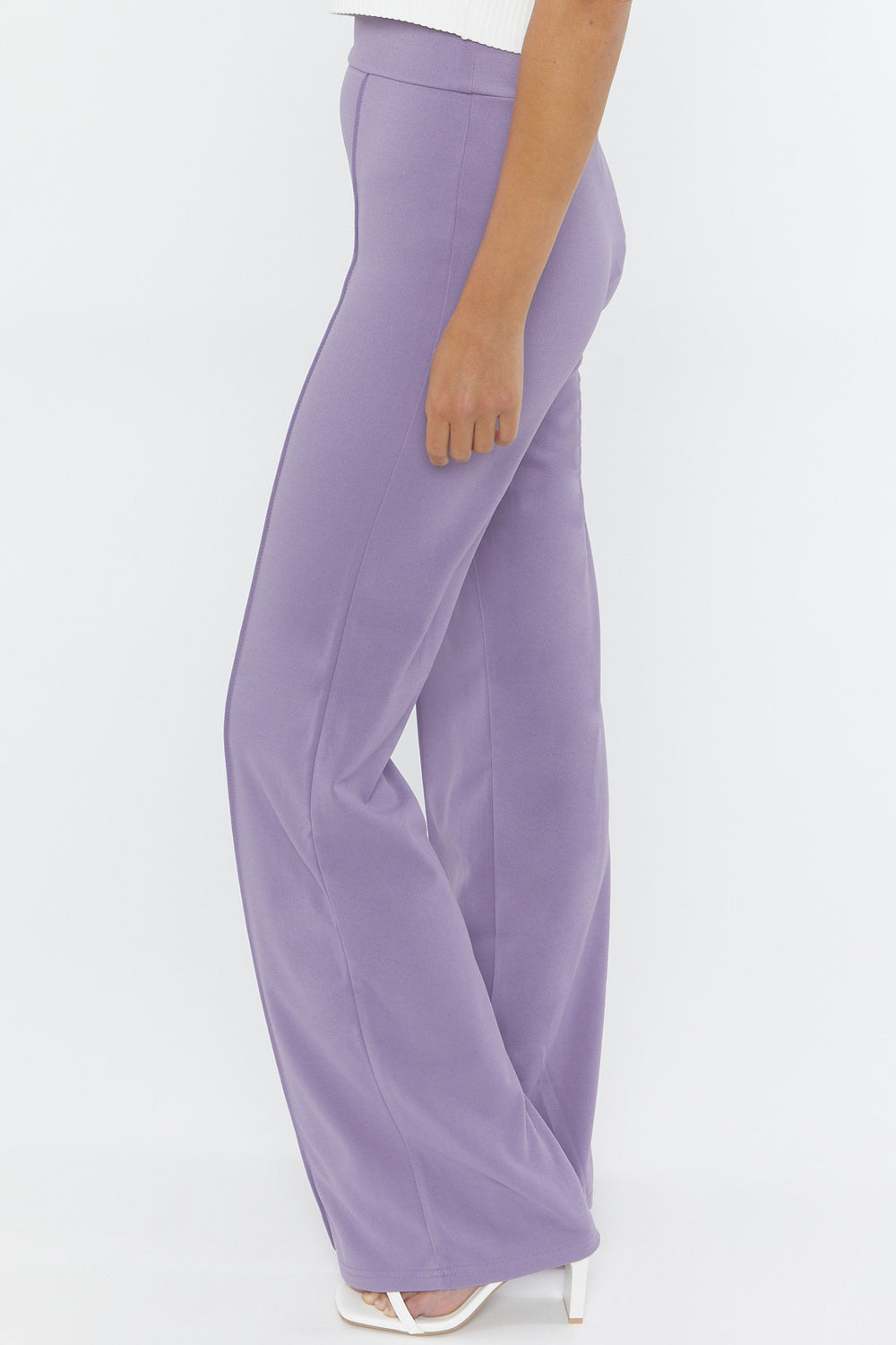 Crepe Knit Wide-Leg Pants Lilac