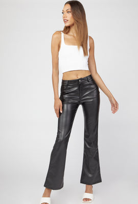 Link to Faux-Leather Flare Pants Black
