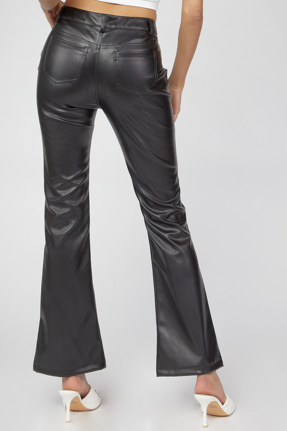Faux-Leather Flare Pants Black