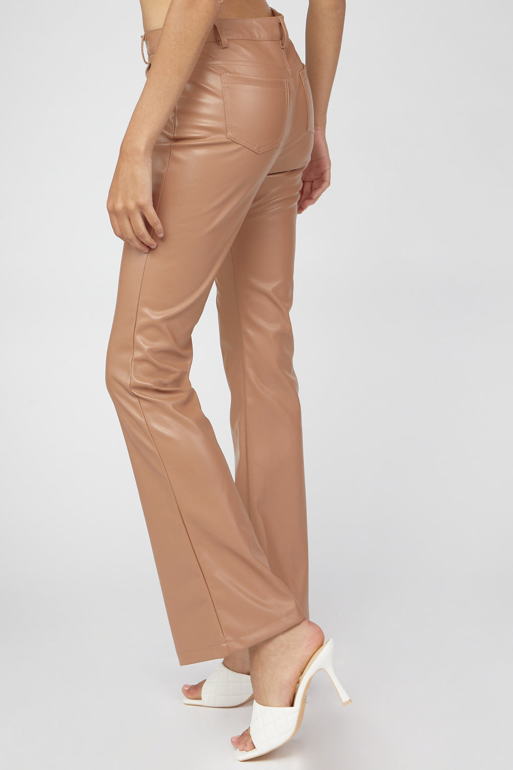 Faux-Leather Flare Pants Brown