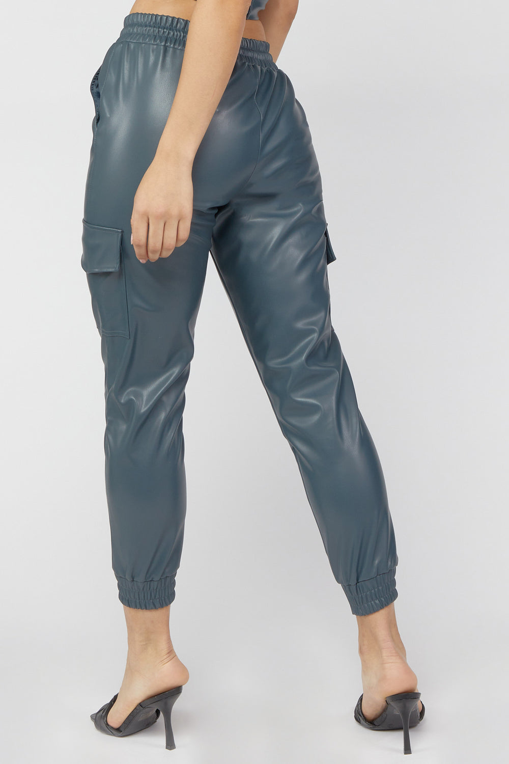 Faux-Leather Cargo Jogger Hunter Green