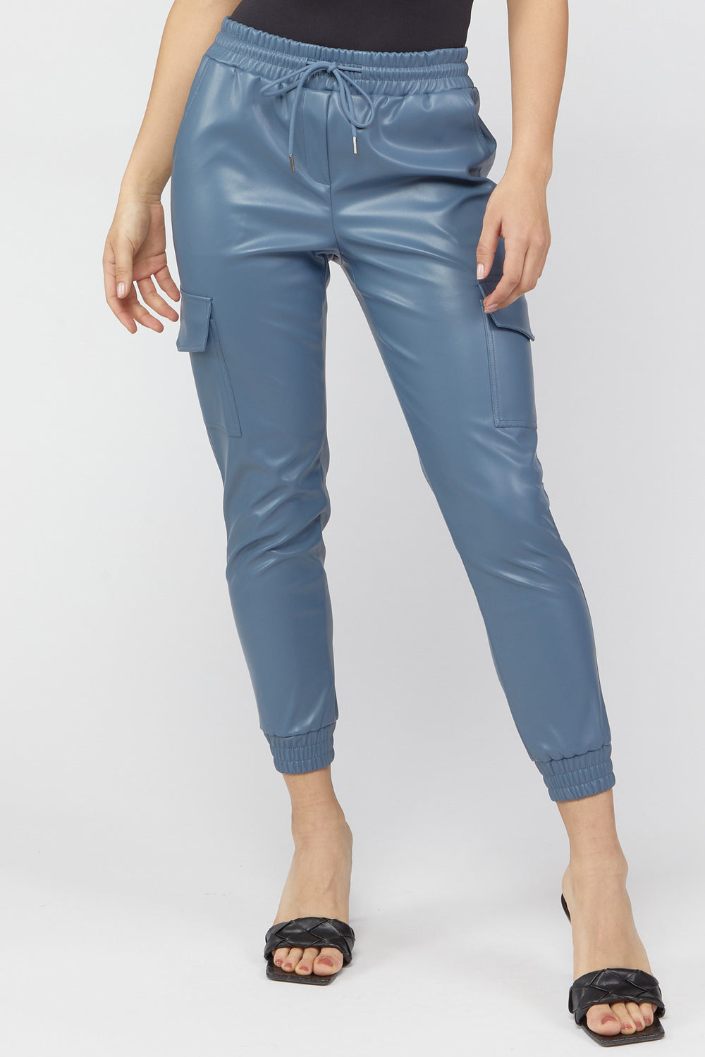 Faux-Leather Cargo Jogger Teal