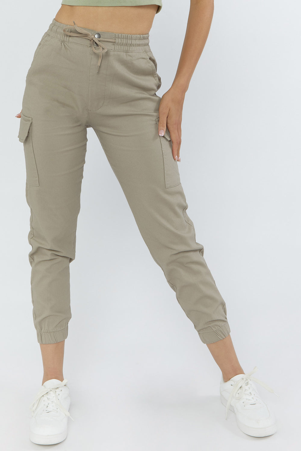 Drawstring Cargo Joggers Taupe
