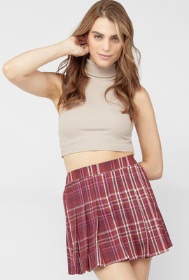 Link to Plaid Pleated Mini Skirt Burgundy