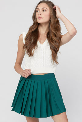 Link to Pleated Mini Skirt Hunter Green