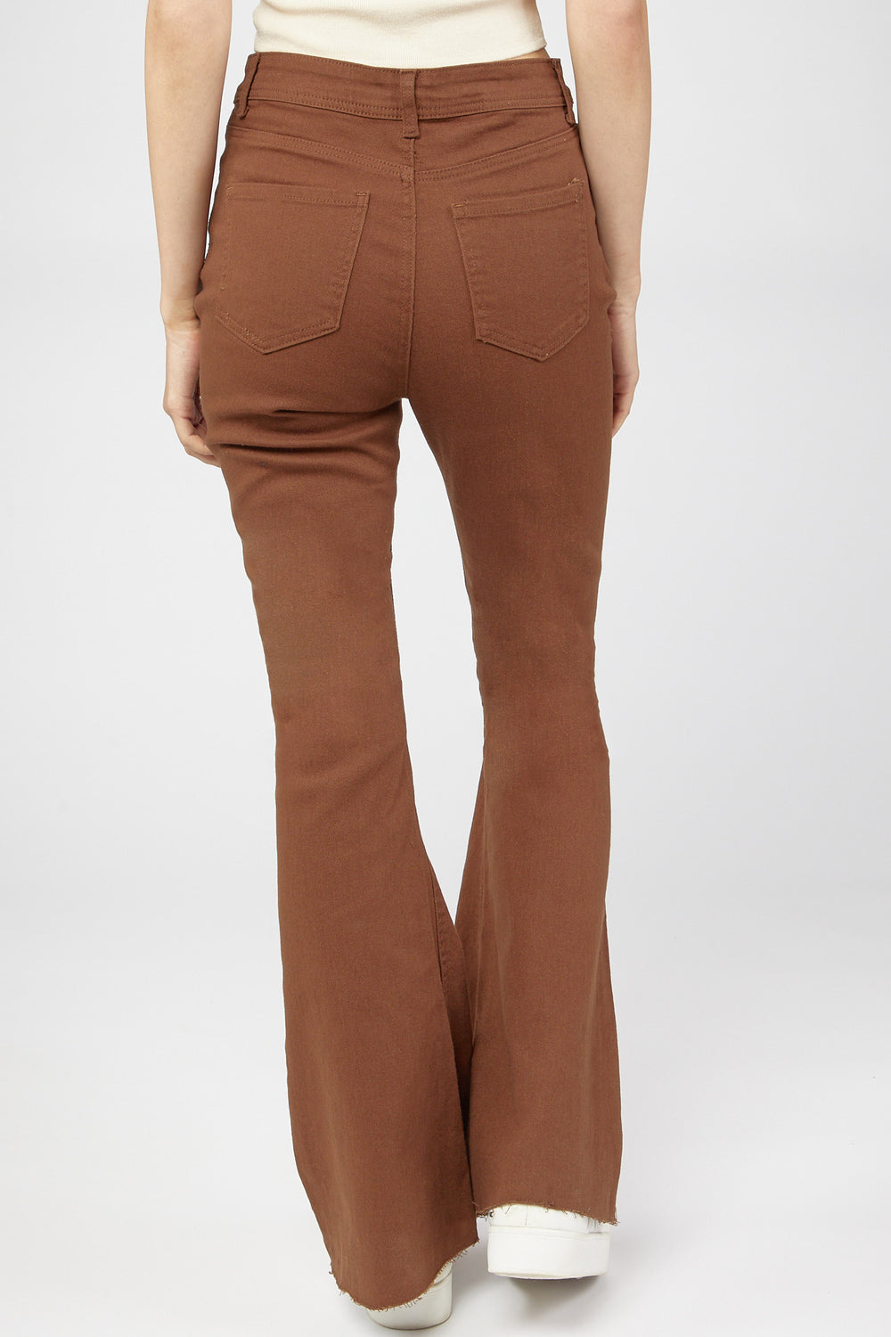 High-Rise Distressed Flare Jean Brown