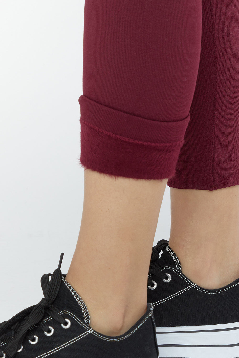 Fur-Lined High-Rise Leggings Burgundy