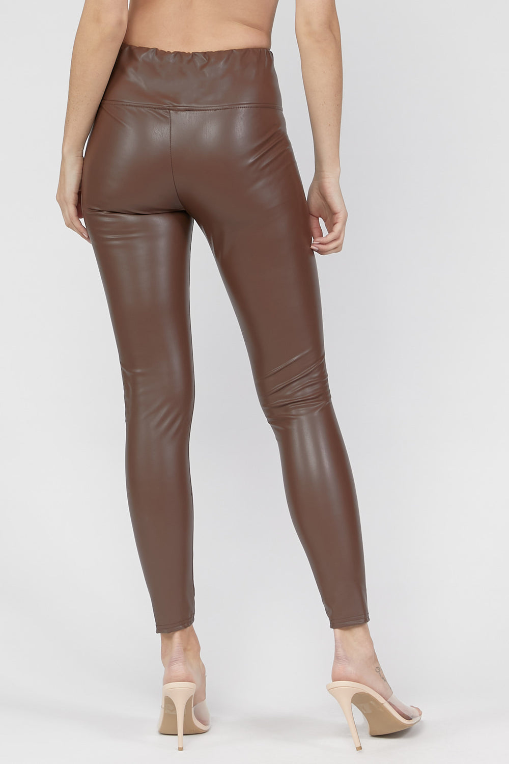 Faux-Leather Leggings Brown