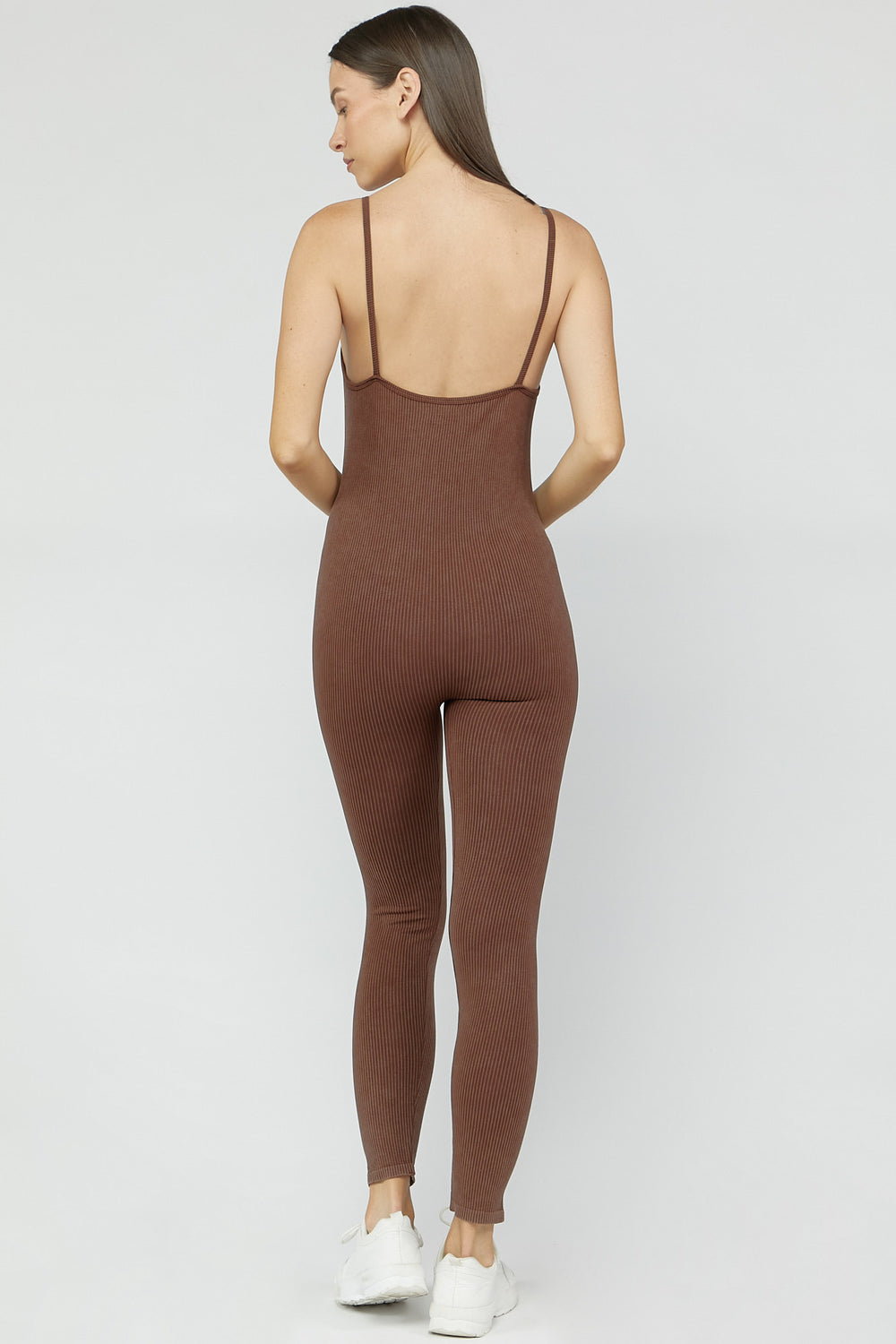 Ribbed Cami Jumpsuit Brown