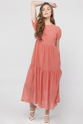 Link to Tiered Mesh Maxi Dress Peach