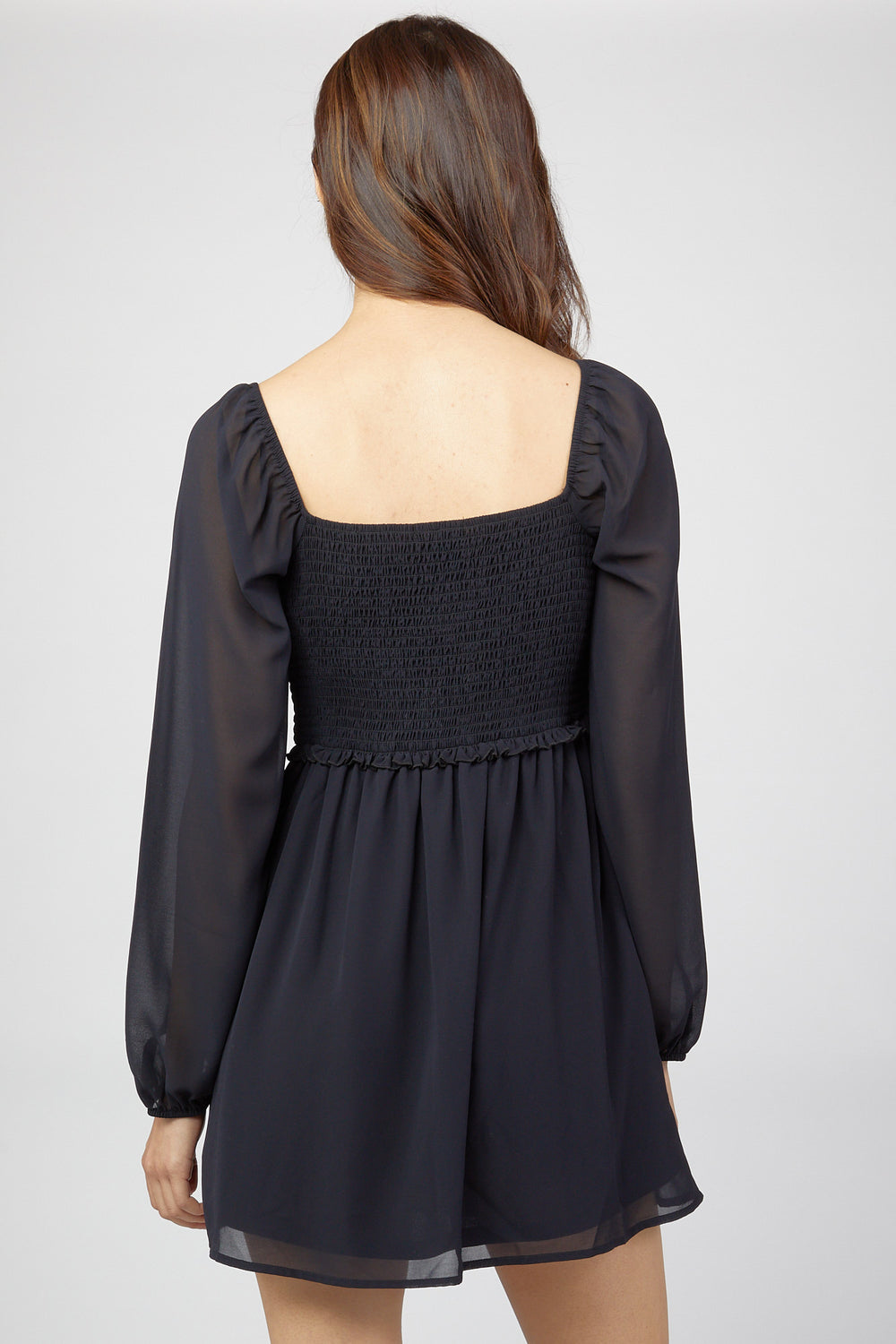 Smocked Mini Dress Black