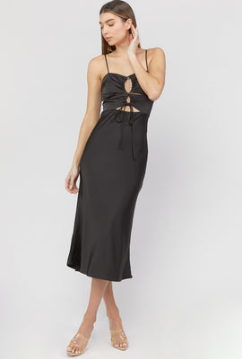 Link to Ruched Cutout Midi Dress Black