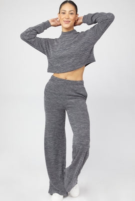 Link to Wide-Leg Sweater-Knit Pants Charcoal