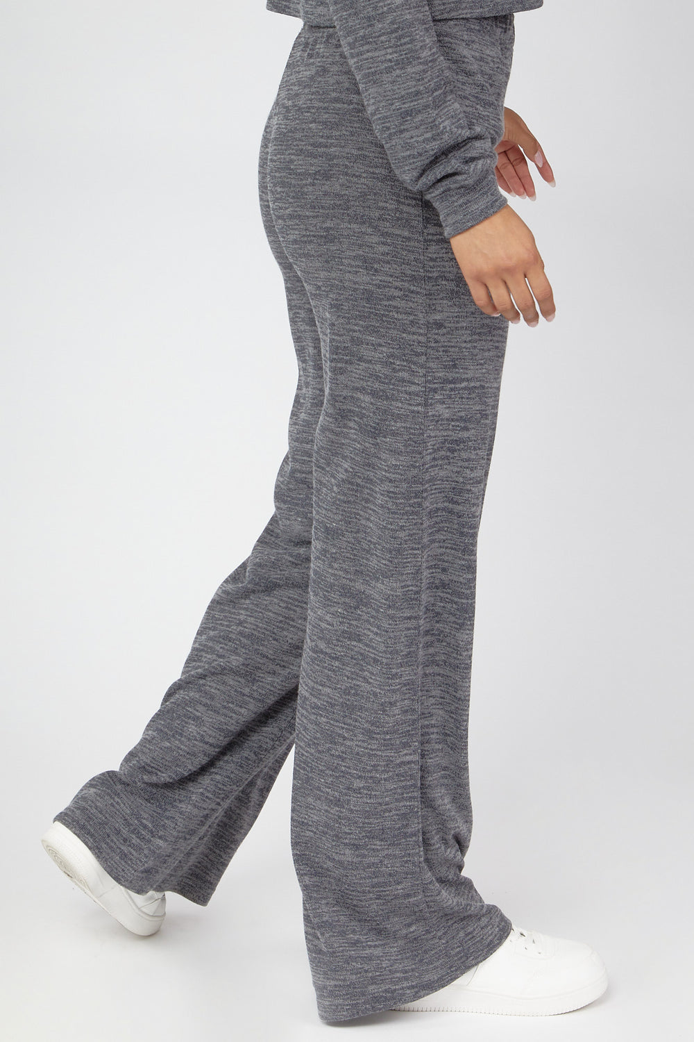 Wide-Leg Sweater-Knit Pants Charcoal