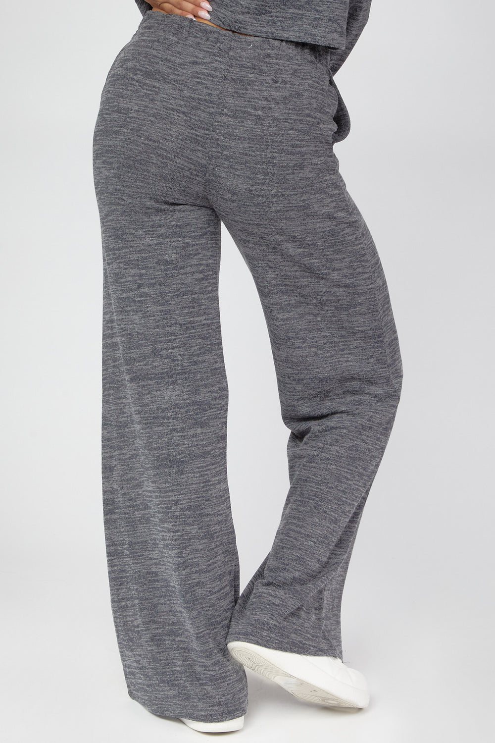 Wide-Leg Sweater-Knit Pants Charcoal