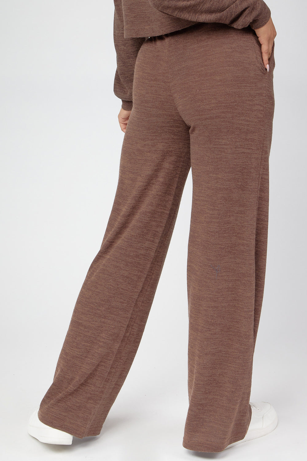 Wide-Leg Sweater-Knit Pants Dark Brown