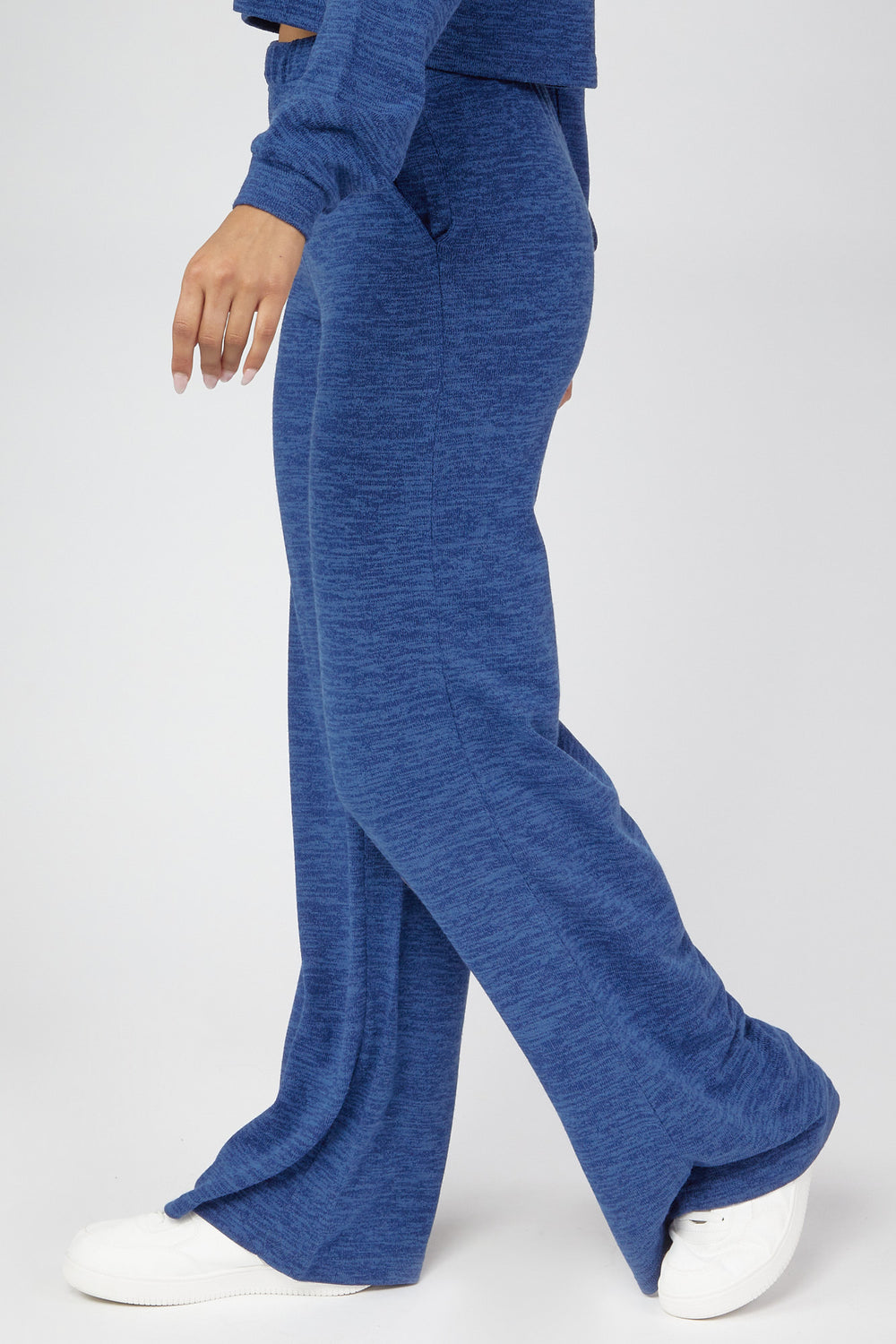 Wide-Leg Sweater-Knit Pants Navy