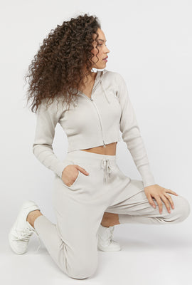 Link to Sweater-Knit Drawstring Joggers Cream