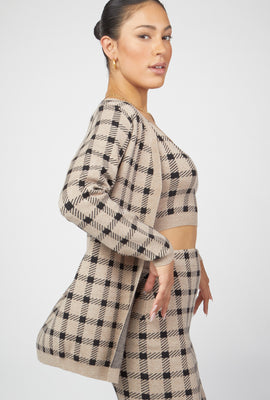 Link to Checkered Tank & Cardigan Sweater Set Tan