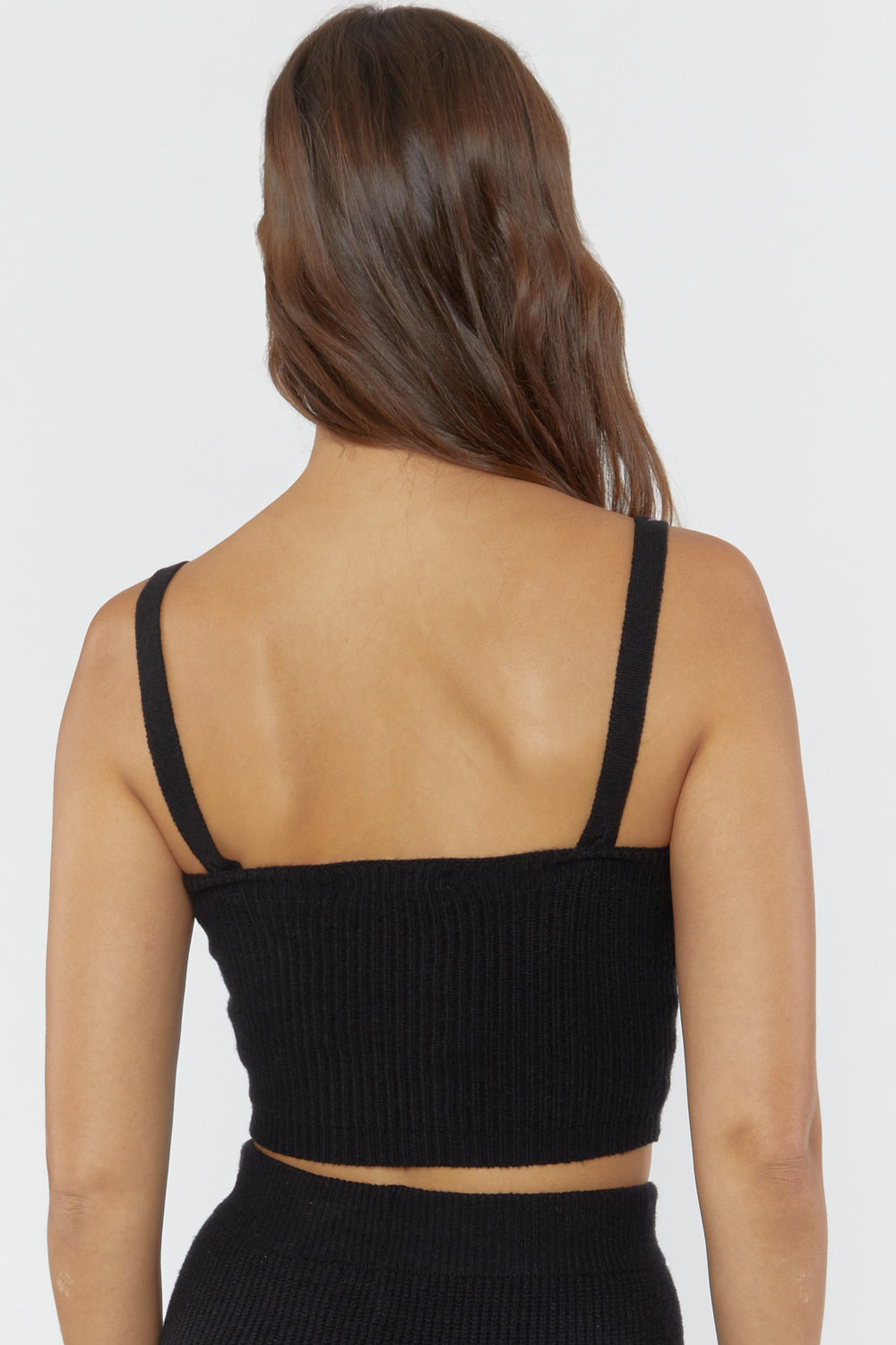 Ribbed Cami & Cardigan Sweater Set Black