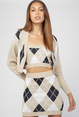 Link to Argyle Tank & Cardigan Sweater Set Sand