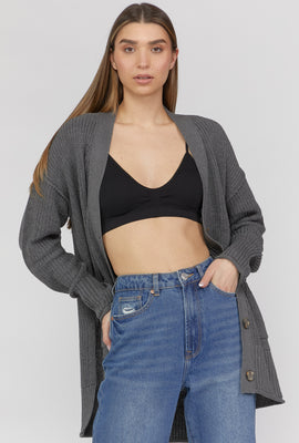 Link to Chunky Side Pockets Cardigan Sweater Charcoal