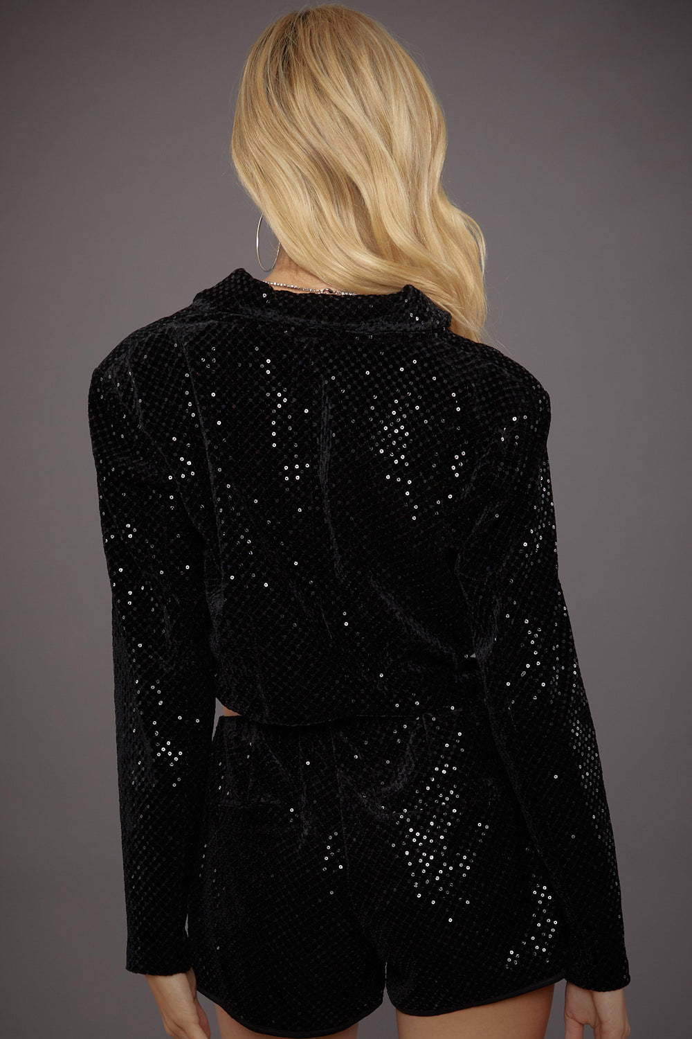 Sequin Cropped Blazer Black