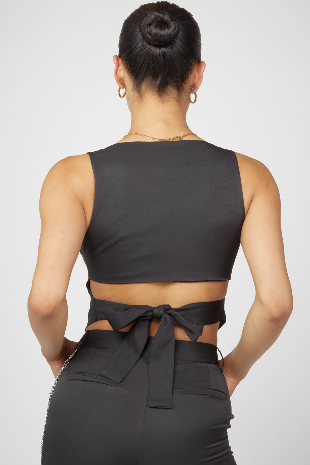 Tie-Back Cutout Vest Black
