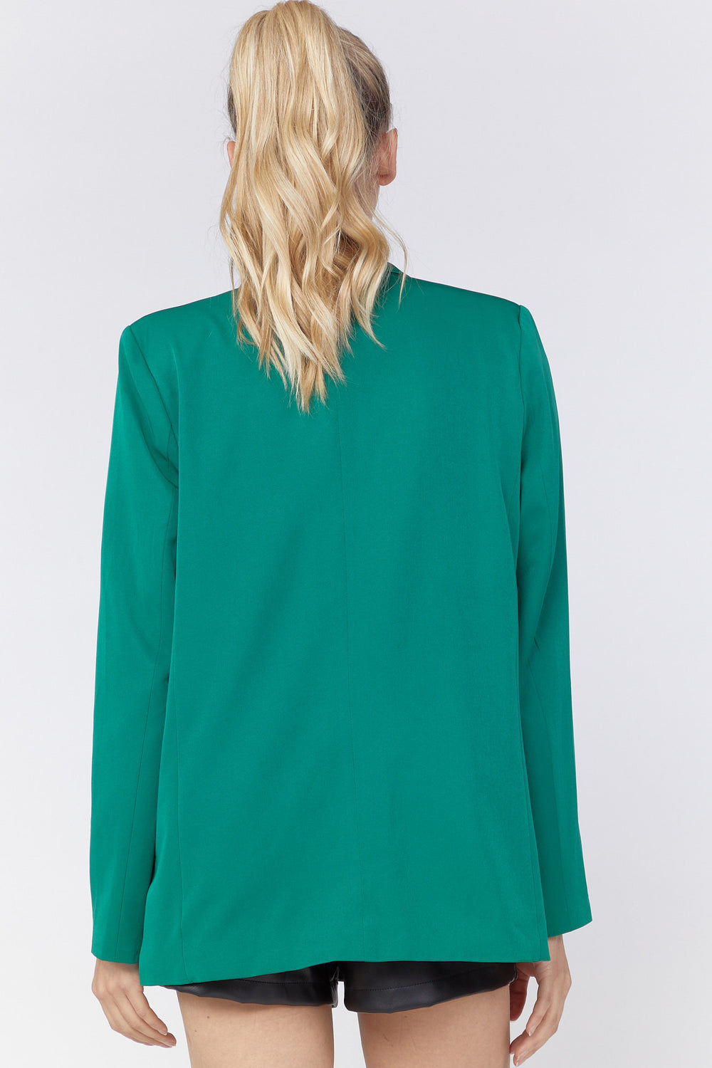 Notched Button-Front Blazer Green