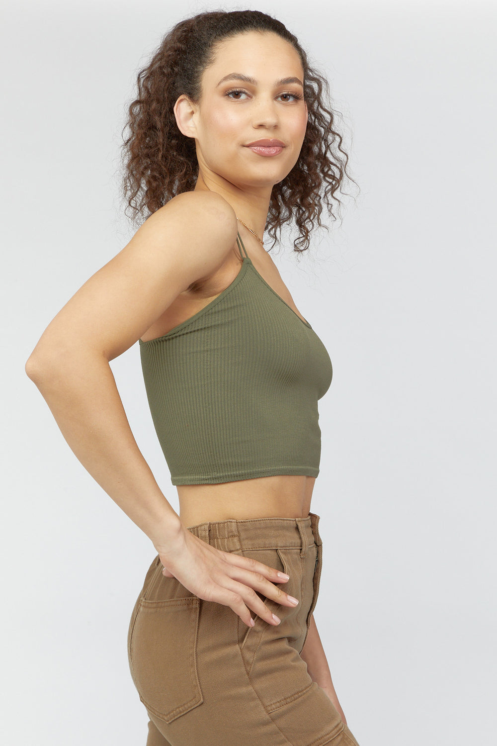 Seamless Double Strap Cami Dark Green