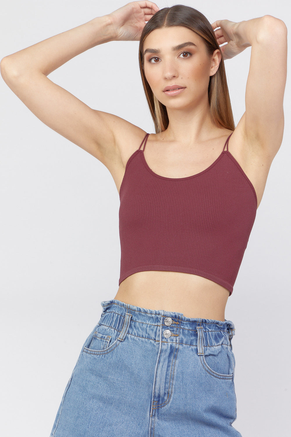 Seamless Double Strap Cami Wine